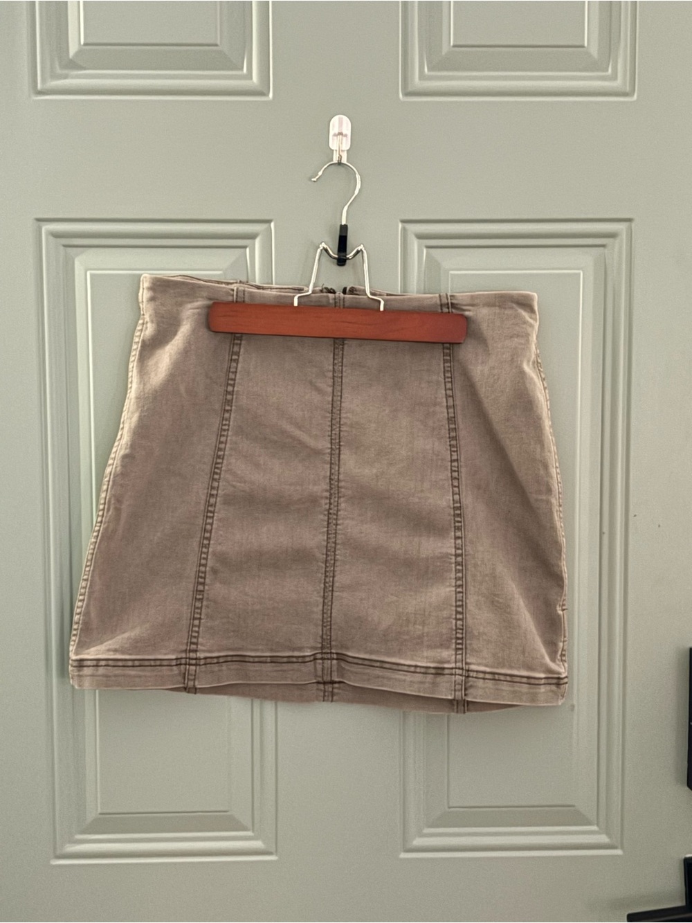 Free People Modern Femme Washed Grey Denim Mini Skirt Size 12